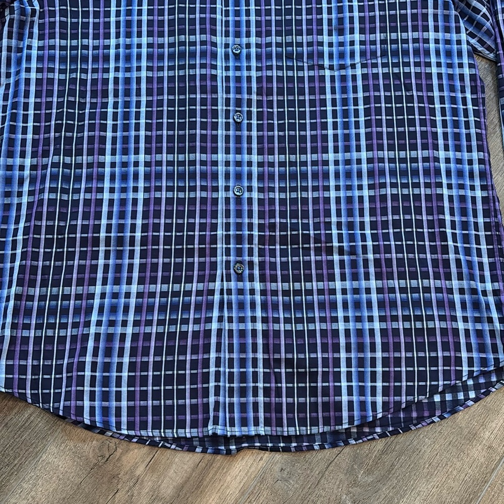 Bugatchi Men’s Size L Blue and Purple Casual Button Down Shirt Shaped Fit‎ - Picture 4 of 13